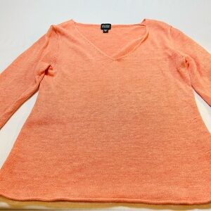 Eileen Fischer Coral V-Neck Sweater 100%linen size small